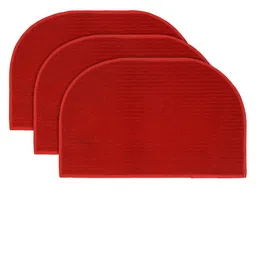 Kuber Industries Red Set Of 3 Solid D-Shaped Microfiber Anti-Skid Doormats-16