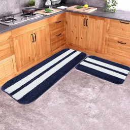 Bajo's 2-Pcs Navy Blue & White Striped Anti Skid Mat & Runner-picture-4