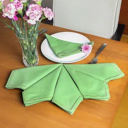 ZEBA Green 6 Pieces Cotton Table Napkins-2