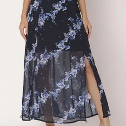 Moomaya Printed A-Line Ankle Length Side Slit Cut Skirt-picture-7