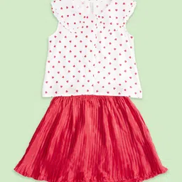 Pantaloons Junior Girls Red & White Printed Top with Skirt-picture-0