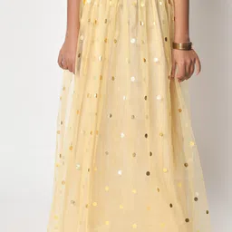 studio rasa Girls Foil Printed Maxi A-Line Gathered Skirt-image-47