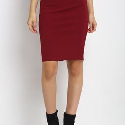 NEUDIS Women Maroon Solid Skirt-image-79