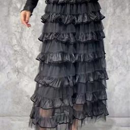 StyleCast Black Ruffles Tiered Maxi Length Skirt-image-26