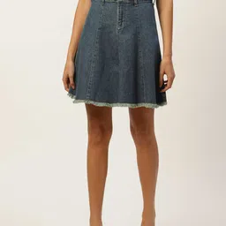 Xpose High-Rise Denim Stretchable Denim A-Line Skirt-picture-36