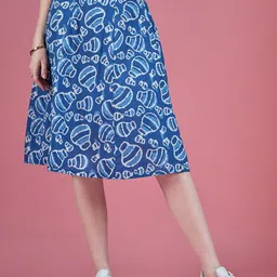 DressBerry Printed Pure Cotton Knee Length Skirts-image-58