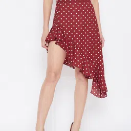 Berrylush Women Red & White Printed Above Knee-Length A-Line Skirt-image-41