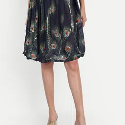 Indiankala4u Printed Sequined Above Knee Length Flared Skirt-image-12