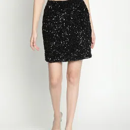 DRAAX Fashions Embellished Sequined Straight Mini Skirt-picture-22