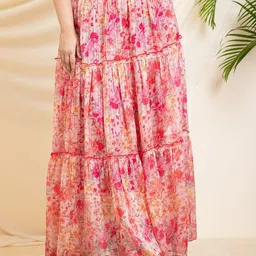 DEEBACO Women Floral Printed Tiered Plus Size Skirt-image-62
