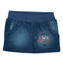 MeeMee Infant Girls Blue Washed Pure Cotton Denim Skirt-image-22
