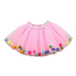 A.T.U.N. Girls Pink Solid Flared Mini Tutu Skirt-picture-0