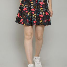 N-Gal Graphic Printed Flared Hem Casual Mini A-Line Skirt-image-60