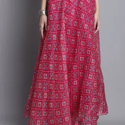 SOUNDARYA Printed  Cotton Flared Maxi Skirt-image-98