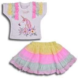 Wish Karo Girls Printed Cotton Top with Skirt-image-90
