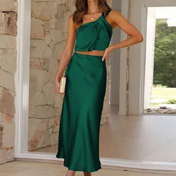 StyleCast x Revolte Green One Shoulder Top with Skirt-image-94