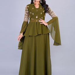 Ethnovog Embroidered Top With Flared Skirt-image-109