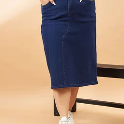 SASSAFRAS Curve Plus Size A-Line Midi Skirt image 1