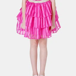 One Friday Girls Striped Layered Flared Skirt-image-24