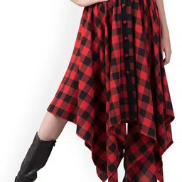 Hive91 Women Red Checked Cotton Skirts-image-76