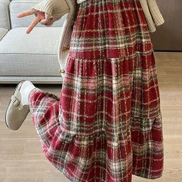 StyleCast Women Checked Tiered Maxi Skirt-image-56