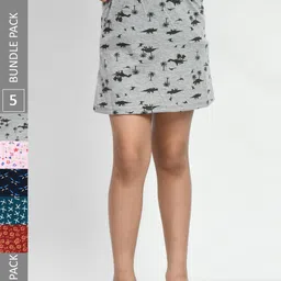 BAESD Girls Pack Of 5 Printed Pure Cotton A-Line Mini Skirts-image-36