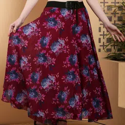 Frolic Rolic Printed Flared Maxi Skirts-picture-37