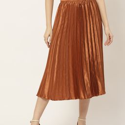 Slenor Women Solid Pleated Midi  Skirts-image-99