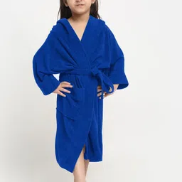 Creeva Melodious Kids Blue Front Pocket Bath Robe-5