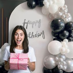 Special You 58 Pcs White & Black Theme Birthday Decor-25