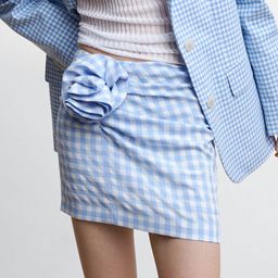 MANGO Corsage Detail Checked A-Line Mini Skit-20