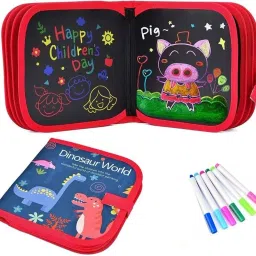 Kids Erasable Doodle Drawing Book 10 Pages Reusable Drawing Pads with 6 Markers-13