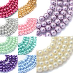 10 Strings 6mm Colored Glass Pearl Beads For Jewellery Making-image-64