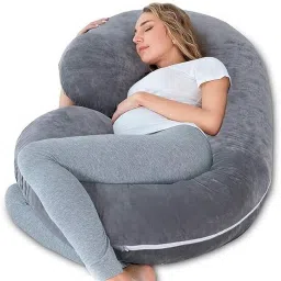 C Shaped Pregnancy Pillow-Maternity Body Pillow with Velvet Cover Polyester Fibre Stripes Pregnancy Pillow Pack of 1-10