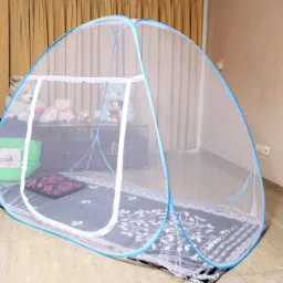 Polyester Adults Washable Single Bed Mosquito Net with colorful Border, White Fabric polyester Foldable Mosquito Net-6