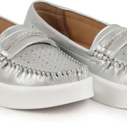 Perforated Laser Cut Stitched Height Enhancer Slip On Loafer|Classic|Office Wear Slip On For Women-16