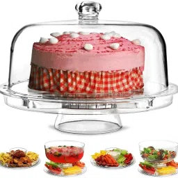 3-in-1 Acrylic cake stand for wedding , Birthday and fruit tray , cupcake tray. Glass Cake Server-29