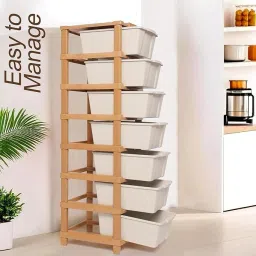 ashlas 7 Plastic Modular Drawer System for Home, Office Free Standing Chest of Drawers PP Collapsible Wardrobe image 2