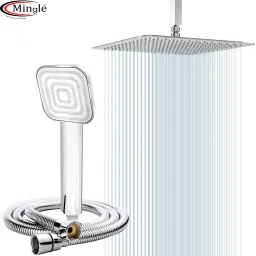 Mingle Ultra Slim Shower 10 Inch With 9 inch Ceiling Arm (Cubo Hand Shower) Rain Shower Rainfall-14