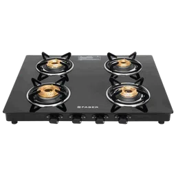 FABER Spark 4 Burner Manual Gas Stove (Knob Control, Black)-image-2