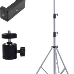 dogger Lightweight 7 Ft Long Tripod Stand with Mobile Clip Holder & 360 Degree Rotating Tripod Ball Head-40