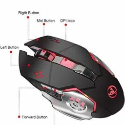 microware Rechargeable 2.4Ghz Wireless Gaming Mouse with USB Receiver,7 Colors Backlit for Macbook, Computer PC, Laptop Wireless OpticalGaming Mousewith Bluetooth image 4