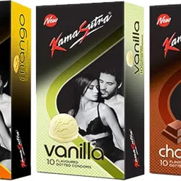 Mango, Vanilla And Chocolate Flavoured Dotted Condom-image-84