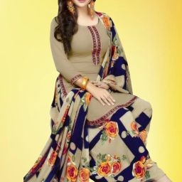 Unstitched Crepe Salwar Suit Material Printed-image-25