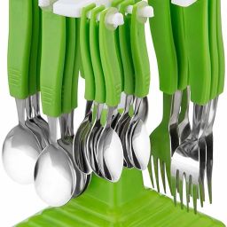 pavitra enterprise Premium 24 Pcs Cutlery Set with Revolving Stand Plastic And Stainless Steel Cutlery Set With Revolving Stand Plastic, Stainless Steel Cutlery Set image 3
