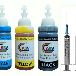 ASV Refill kit Compatible Dye ink For 805 860 861 803 680 682 46 & PG88 PG740 Black + Tri Color Combo Pack Ink Cartridge-10