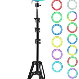 Equipagecart LED 10 inch RGB Light with Tripod & Phone Holder for YouTube Video, Makeup Ring Flash-12