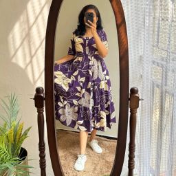 Floral Print Viscose Rayon Stitched Flared/A-line Gown-image-82