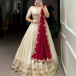 lady shopi Embroidered Semi Stitched Lehenga Choli-picture-3