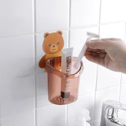 webdealz Pack of 1 Teddy Bear Tooth Brush Holder with Adhesive Sticker (No Drill) x1.489 Hook 1-picture-25